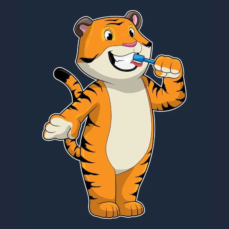 Tigre avec brosse à dents