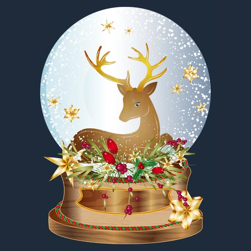 nostalgic snow globe with deer for Christmas
