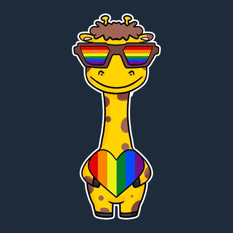Regenbogen - Giraffe mit Brille und Herz