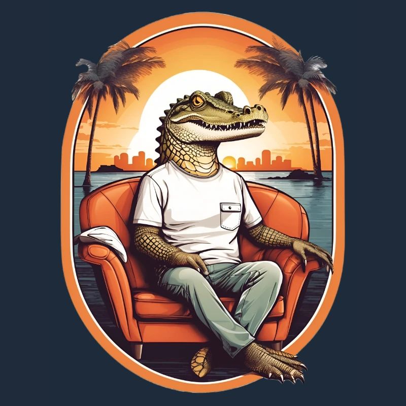 Alligator on sofa