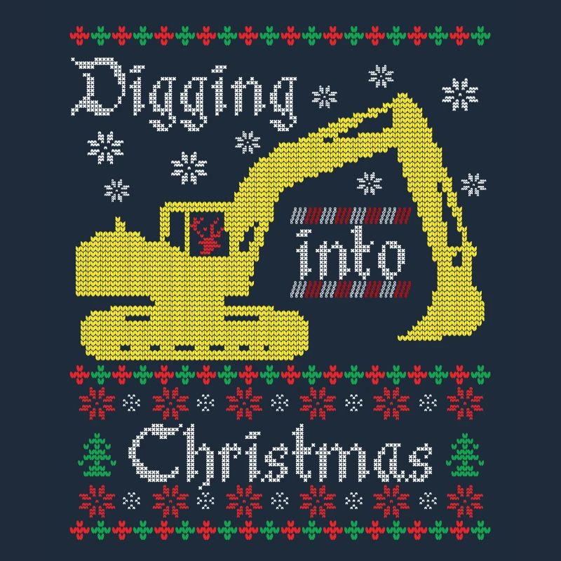 Digging into Ugly Christmas Excavator Construction Worker