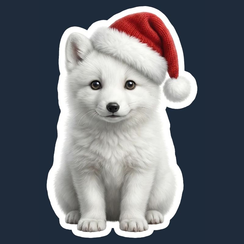 White arctic fox in deep snow