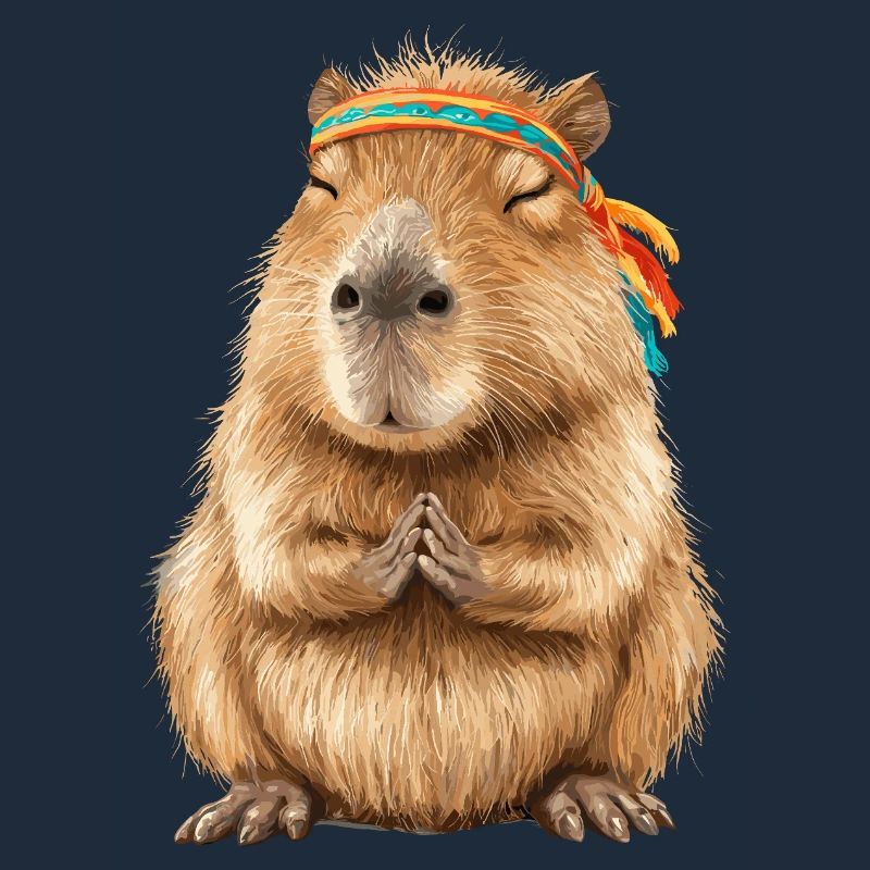 Capybara in Meditationspose mit Stirnband