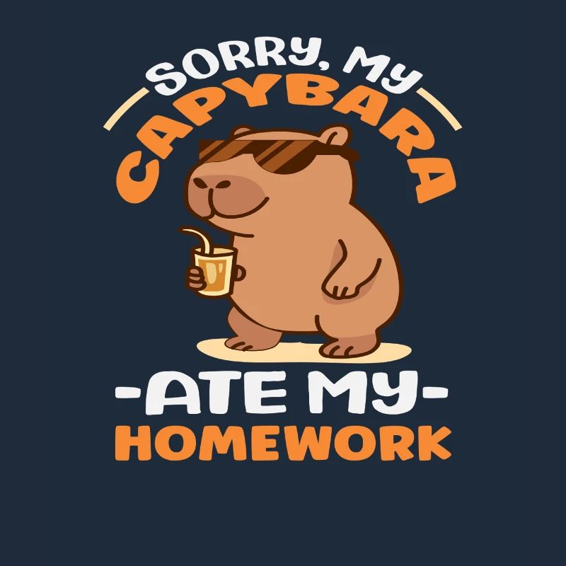 Désolé, mon capybara a mangé mes devoirs. Mignon, drôle.