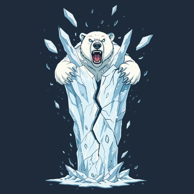 Eisbär bricht Eisblock