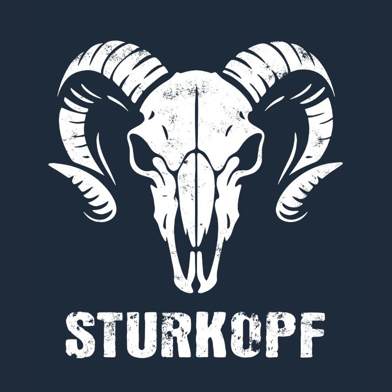 Sturkopf | Widderkopf Schädel mit Hörnern