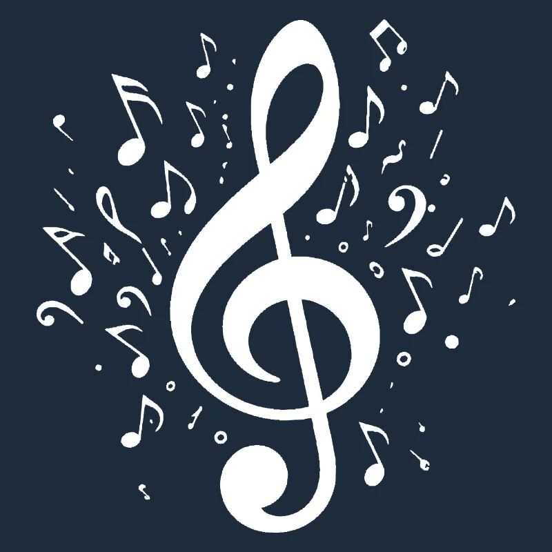 Exploding clef with notes