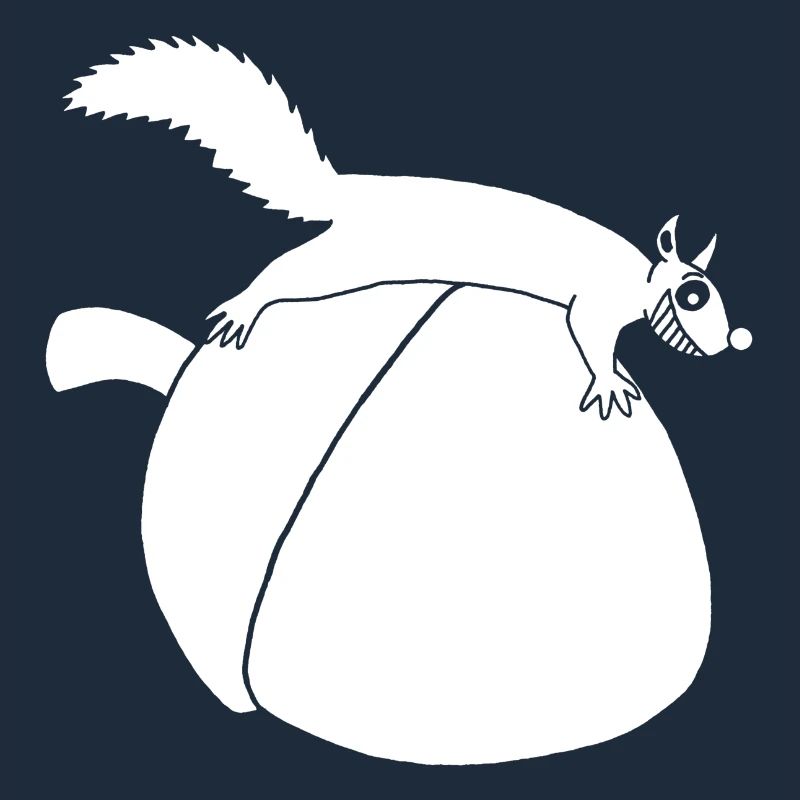 Das Eichhörnchen gegen die Eichel (weiß)