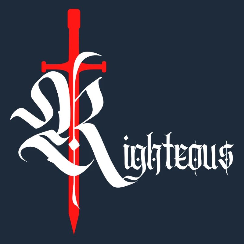 Gothique Righteous Design avec épée avec texte blanc