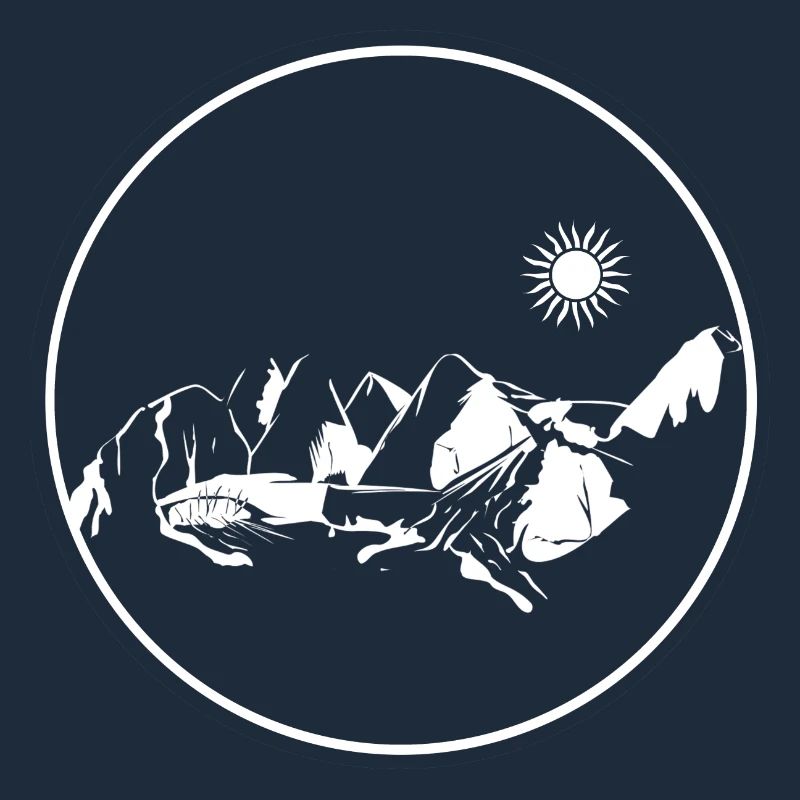 Circle Stamp Mountain Landscape Moonlight