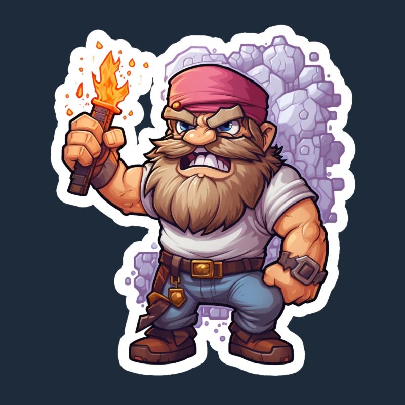 Pixel Dwarf With Torch Mining Game Shirt