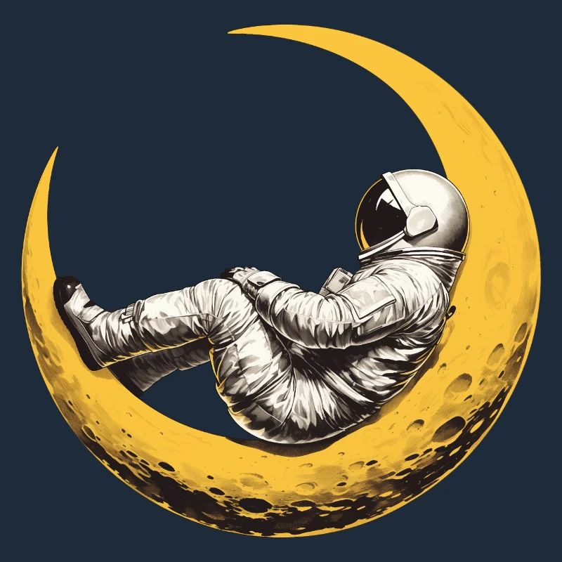 Ein Astronaut auf einer Mondsichel