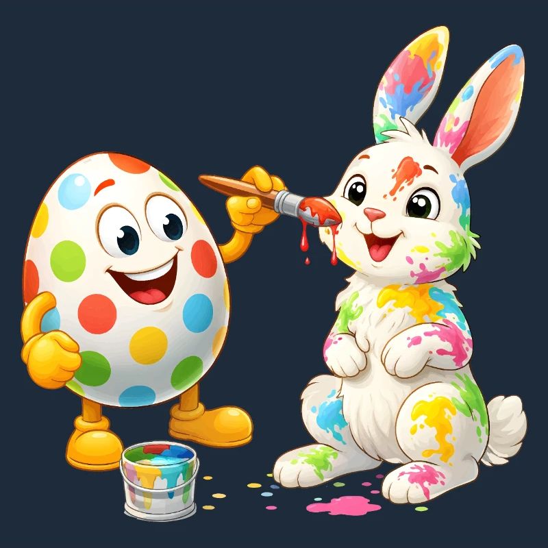 Funny Easter Egg Paints Happy Easter Bunny