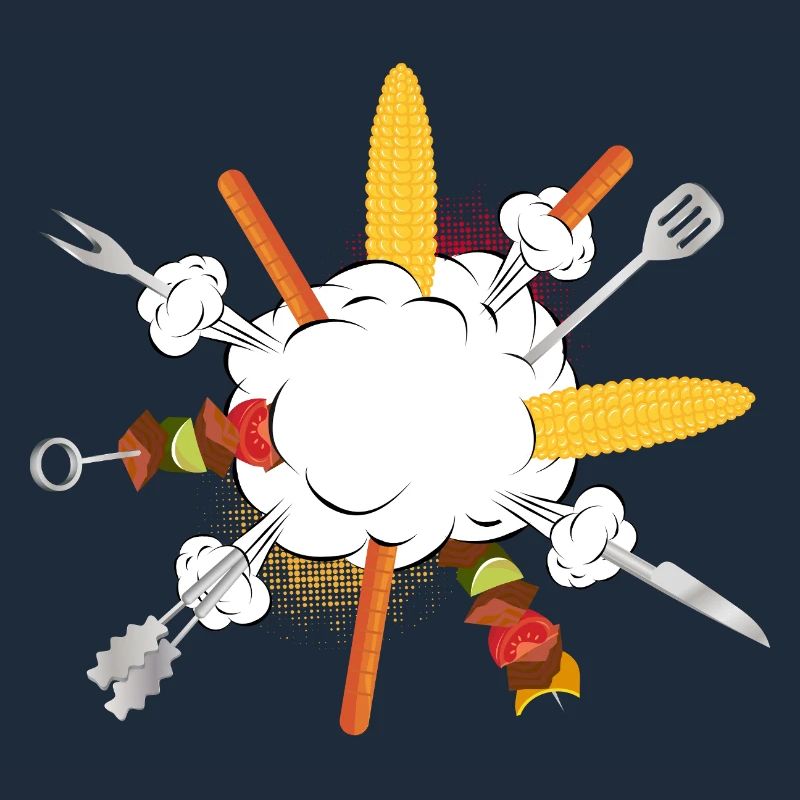 Grill explosion – comic motif for real guys