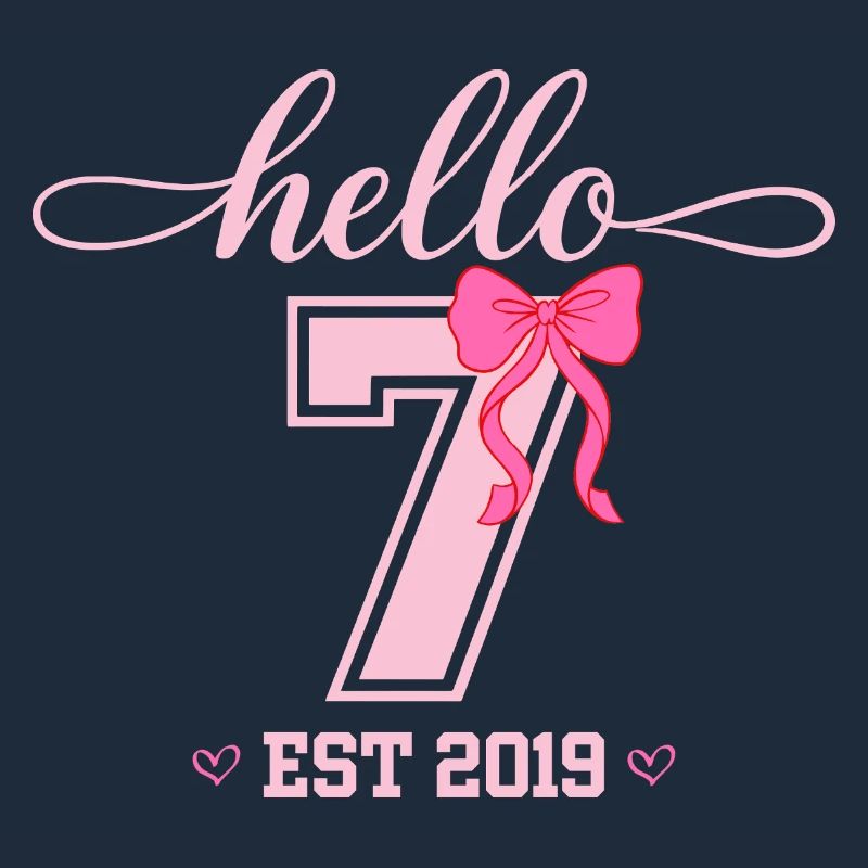 Hello 7 Est 2019 Mädchen Geburtstag Design