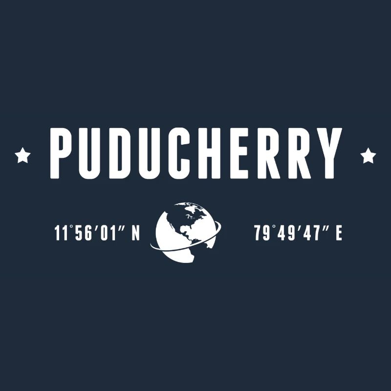 PUDUCHERRY Stylized Geographical Coordinates