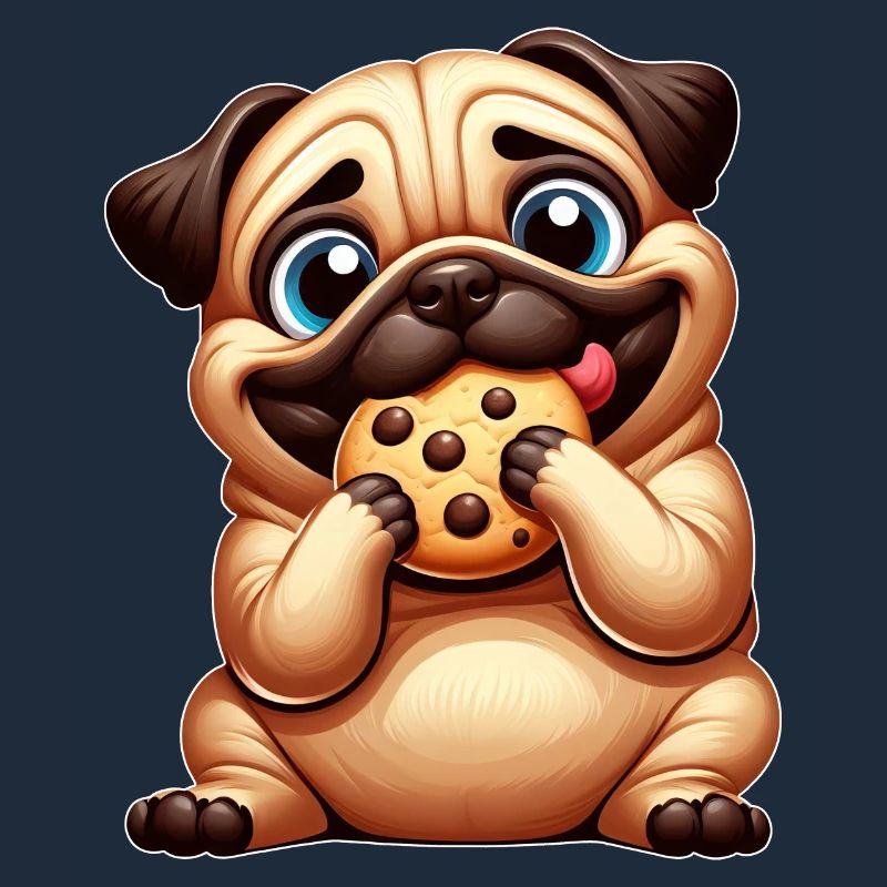 Süßer Mops Hund mit Keks Cookie Candy