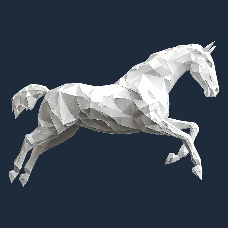 Weisses Pferd Low Poly Logo Art Design Schimmel