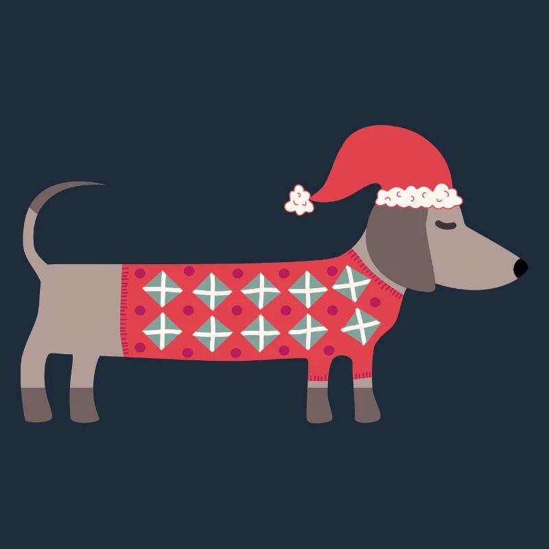 Weihnachtsdackel Hund mit Nikolausmütze und Pullover