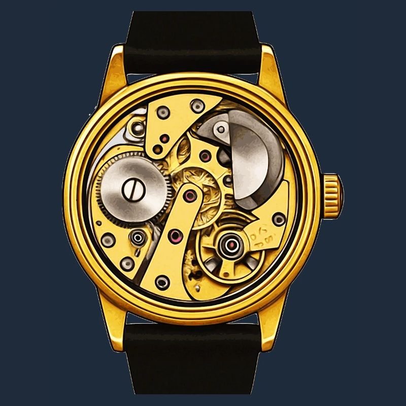 Mechanical movement with microrotor 60s watch