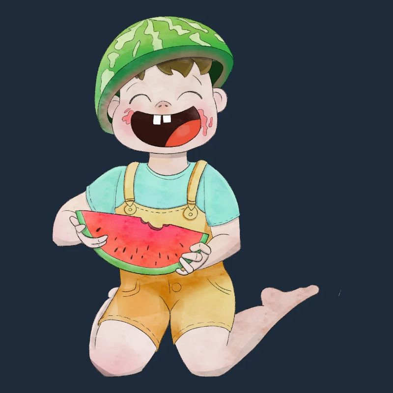 Enfant heureux avec de la pastèque