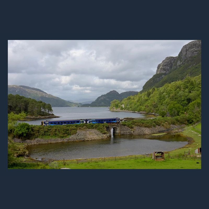 ScotRail train passing Scottish Loch