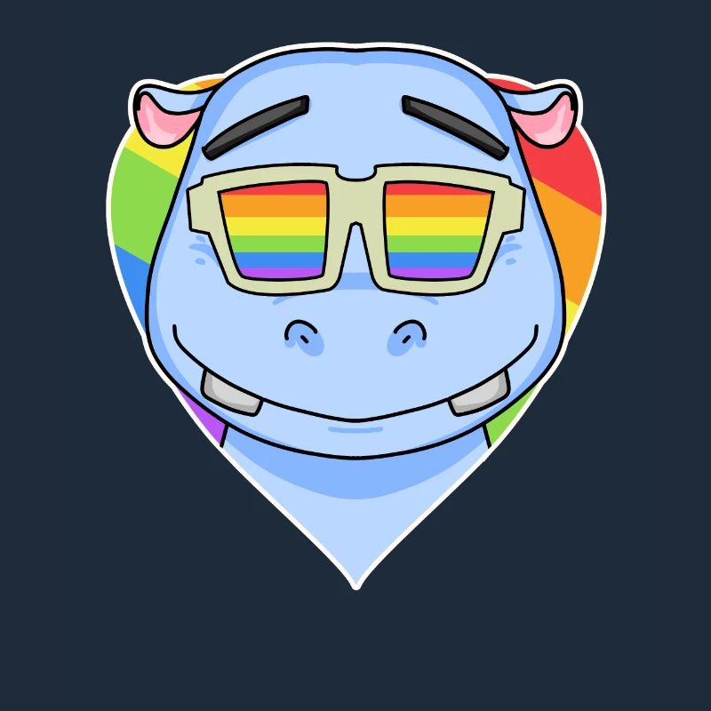 Regenbogen - Nilpferd mit Brille