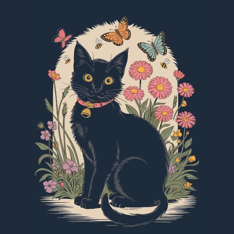 Cottagecore mit Schwarzer Katze und
