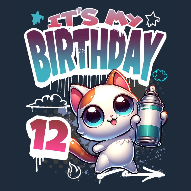 12e anniversaire chat graffiti