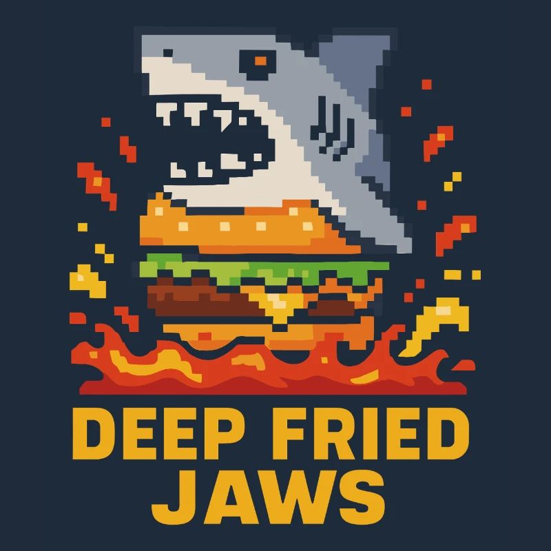 Deep Fried Jaws Pixel Shark Burger