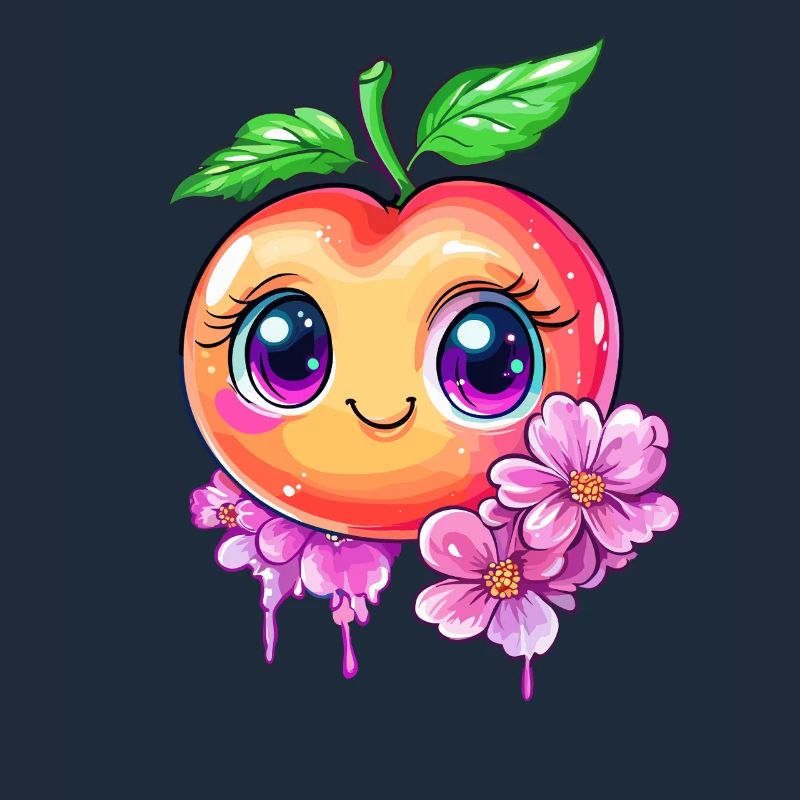 Cute peach with cherry blossoms
