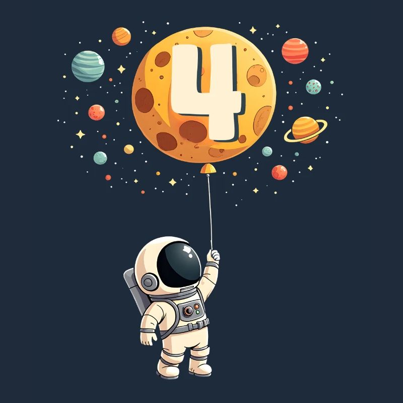 Cute Astronaut 4th Birthday Boy Outer Space