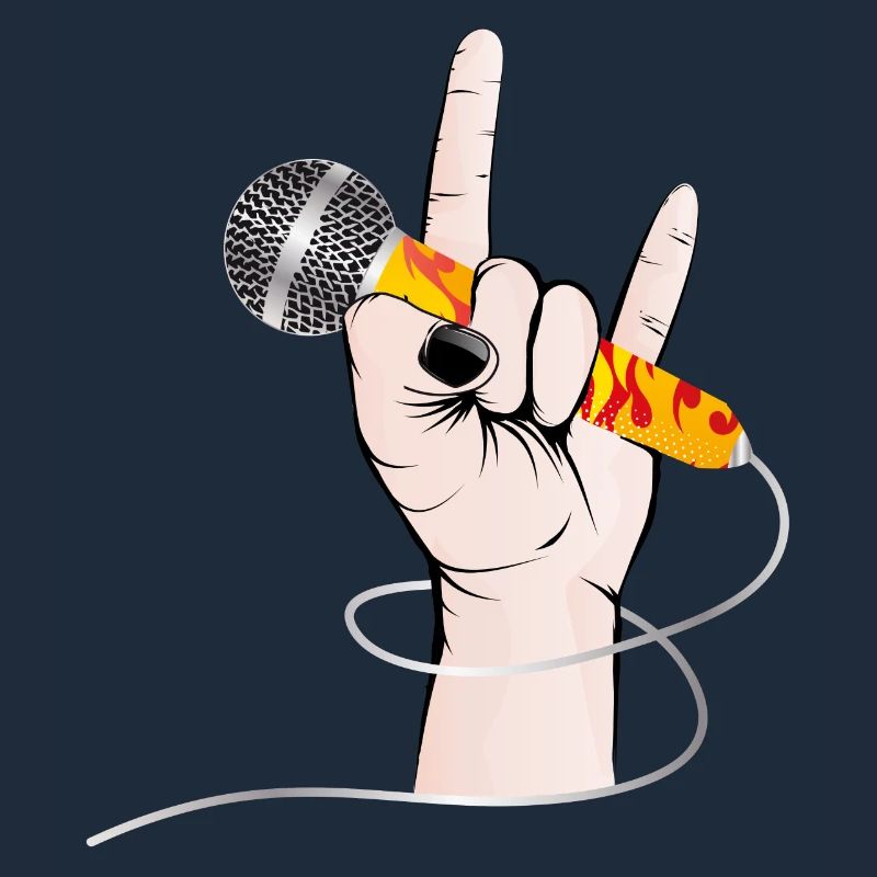 Hand eines Rock Sängers hält ein Gesangs Mikrofon