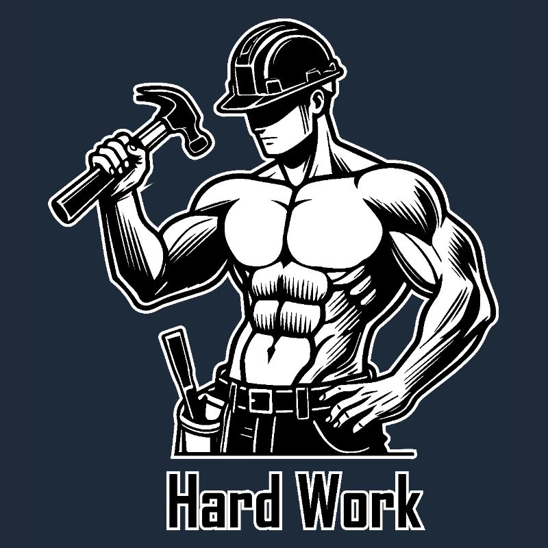 Topless construction worker - Hard Work Design