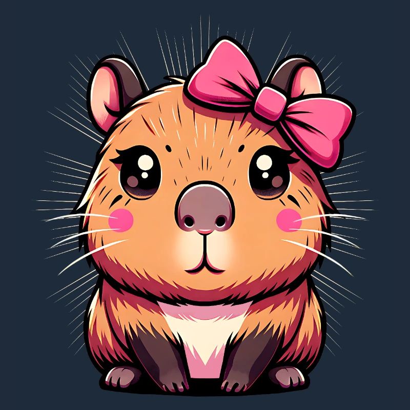 Süßes Capybara Rosa Schleife Capybara