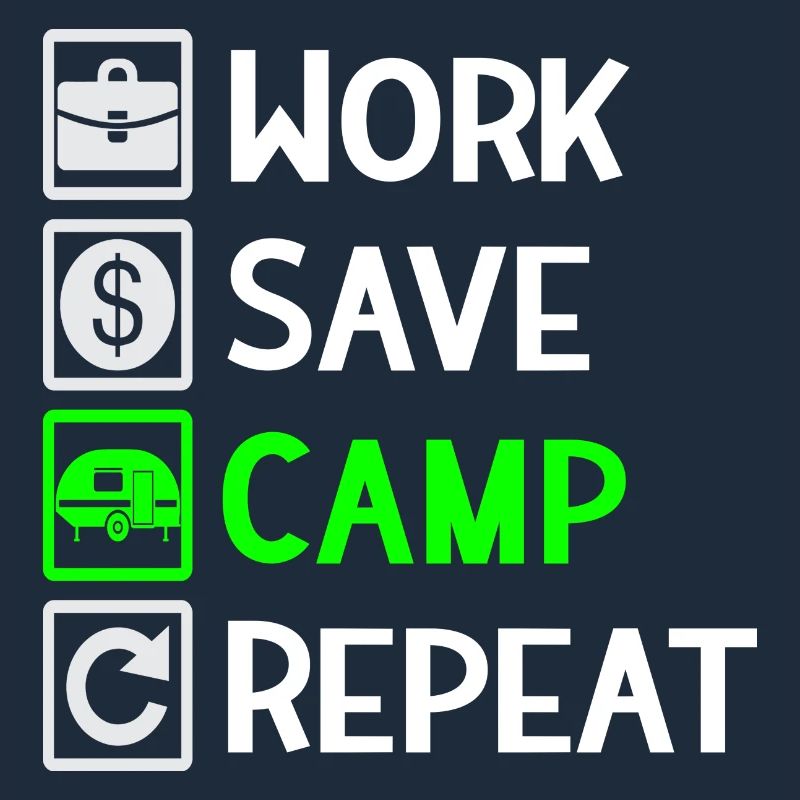 Work, Save, Camp, Repeat - Camping Spruch