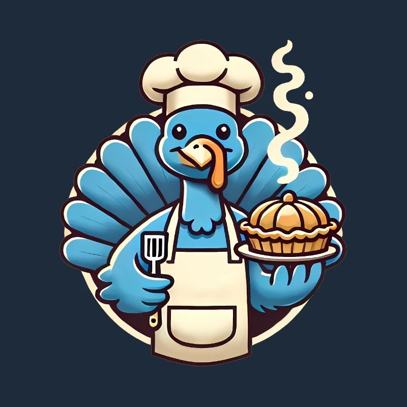 Chef Turkey Serving Pumpkin Pie