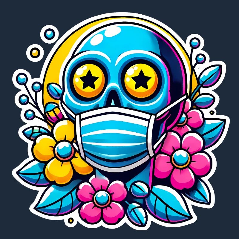 Dead Inside Skull with Rainbow Flowers