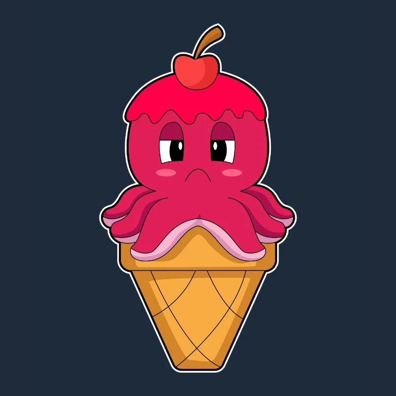 Octopus Waffle Ice Cream Cherry