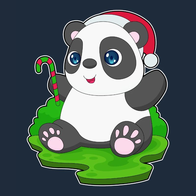 Panda Christmas Candy Cane