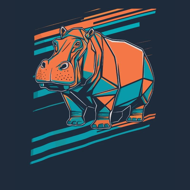 Geometric Hippo Art Design