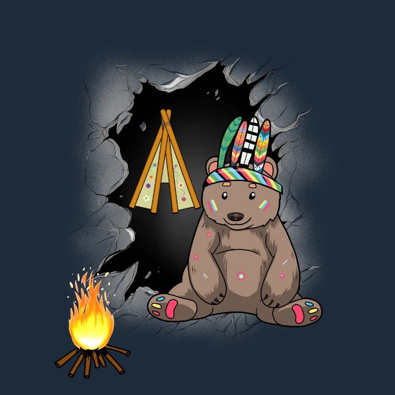 Shaman Bear Teepee Campfire Wild West