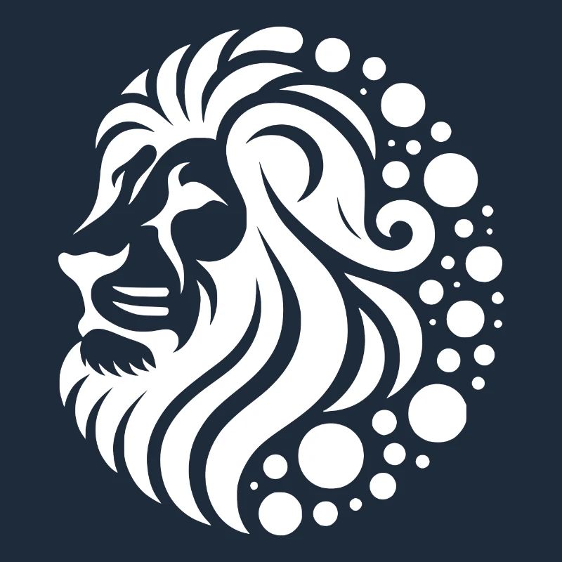 Proud lion's head with mane