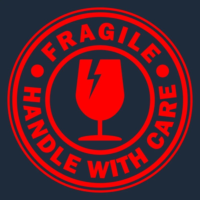 Fragile round circle stamp handle with care