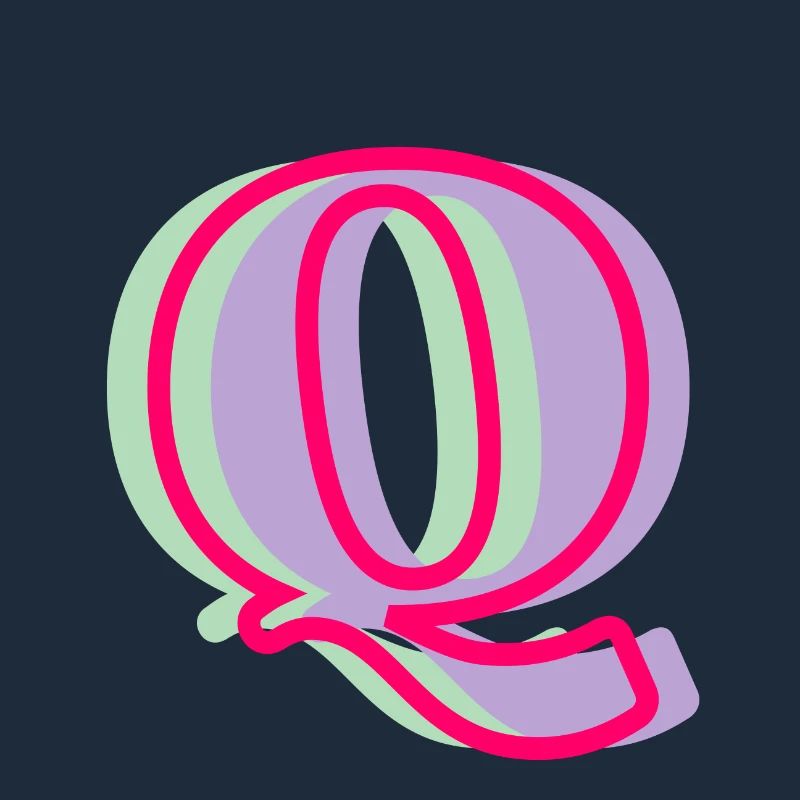 Multi-coloured letter q