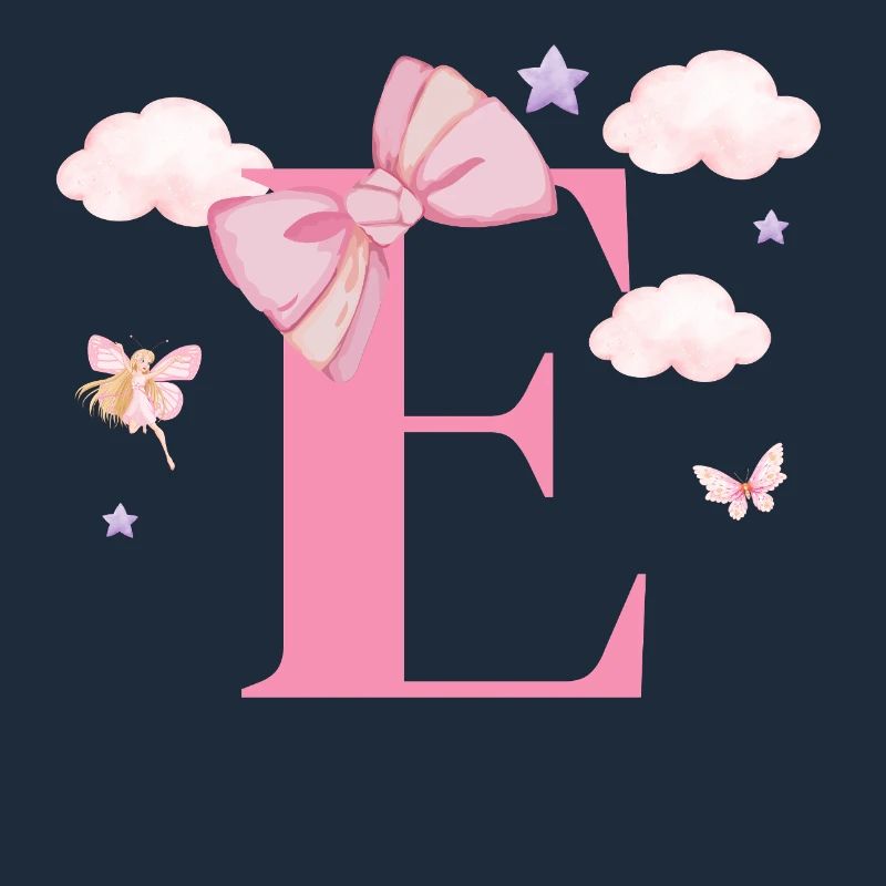 Lettre e rose nuages