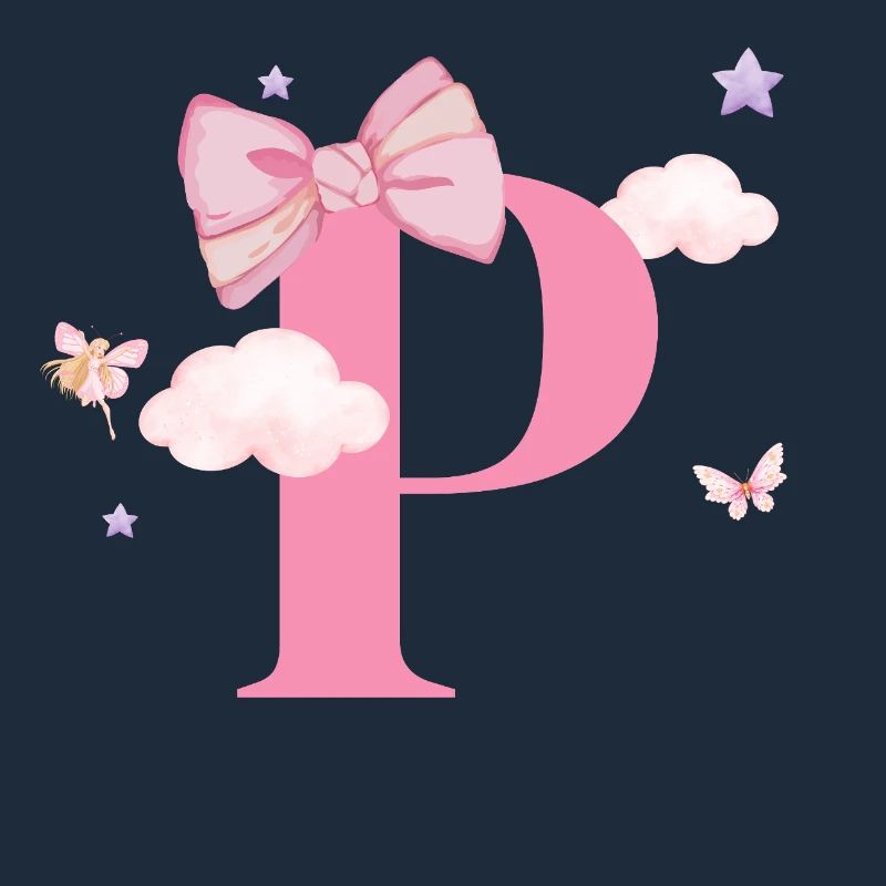 Letter p pink clouds