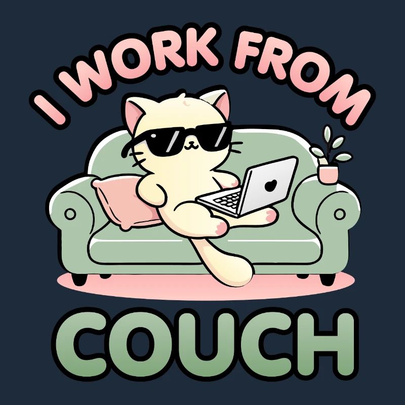 I Work From Couch – Lazy Cat Remote Worker Design