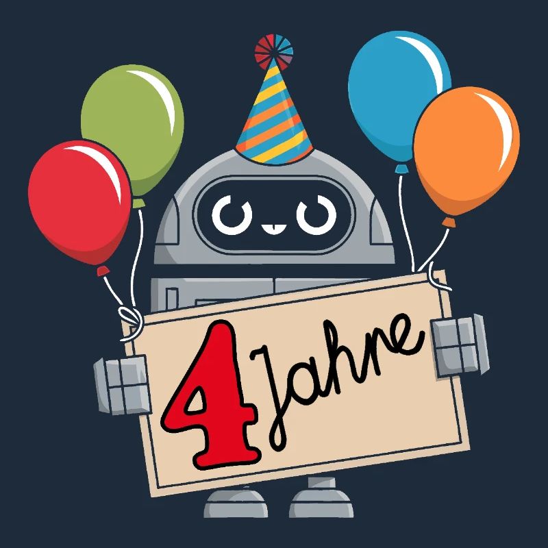 4 ans, 4e anniversaire robot avec ballons