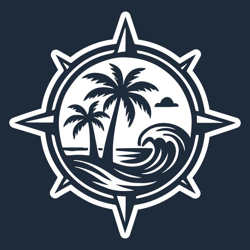 Compass Palm Trees Beach